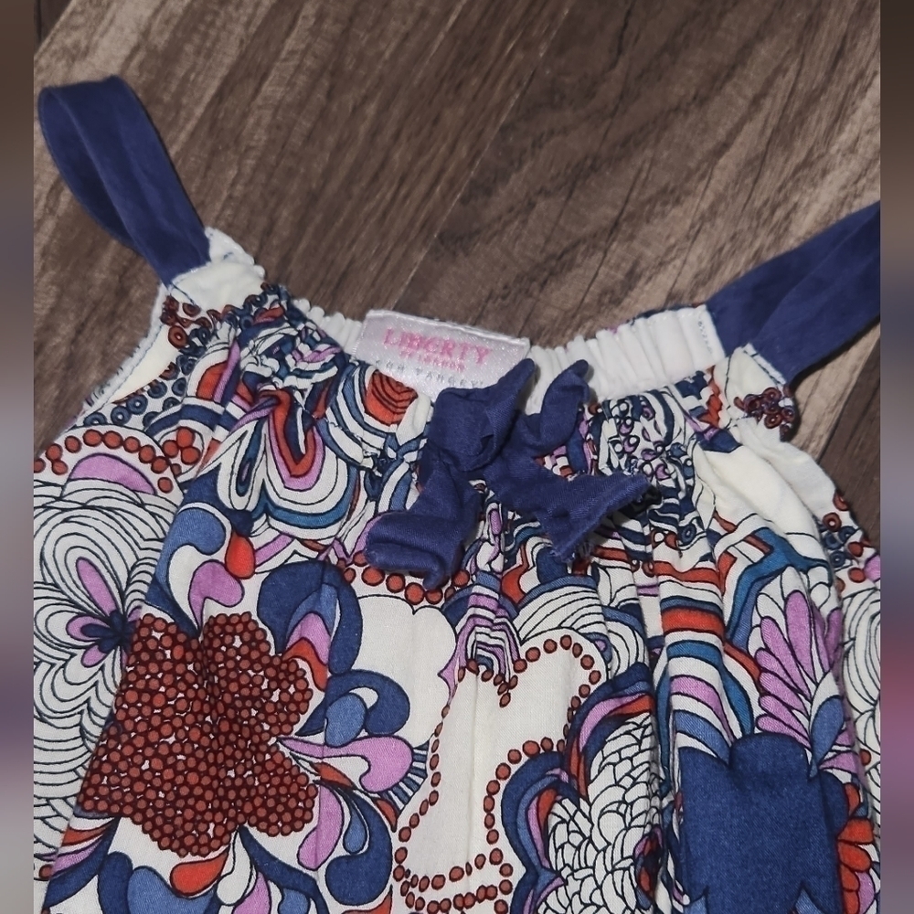 Liberty of London Sundress with Size 3T Ruffles Red White Blue Floral Print - Picture 2 of 4